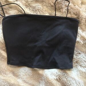 ALO Yoga Black Ribbed Activewear Top